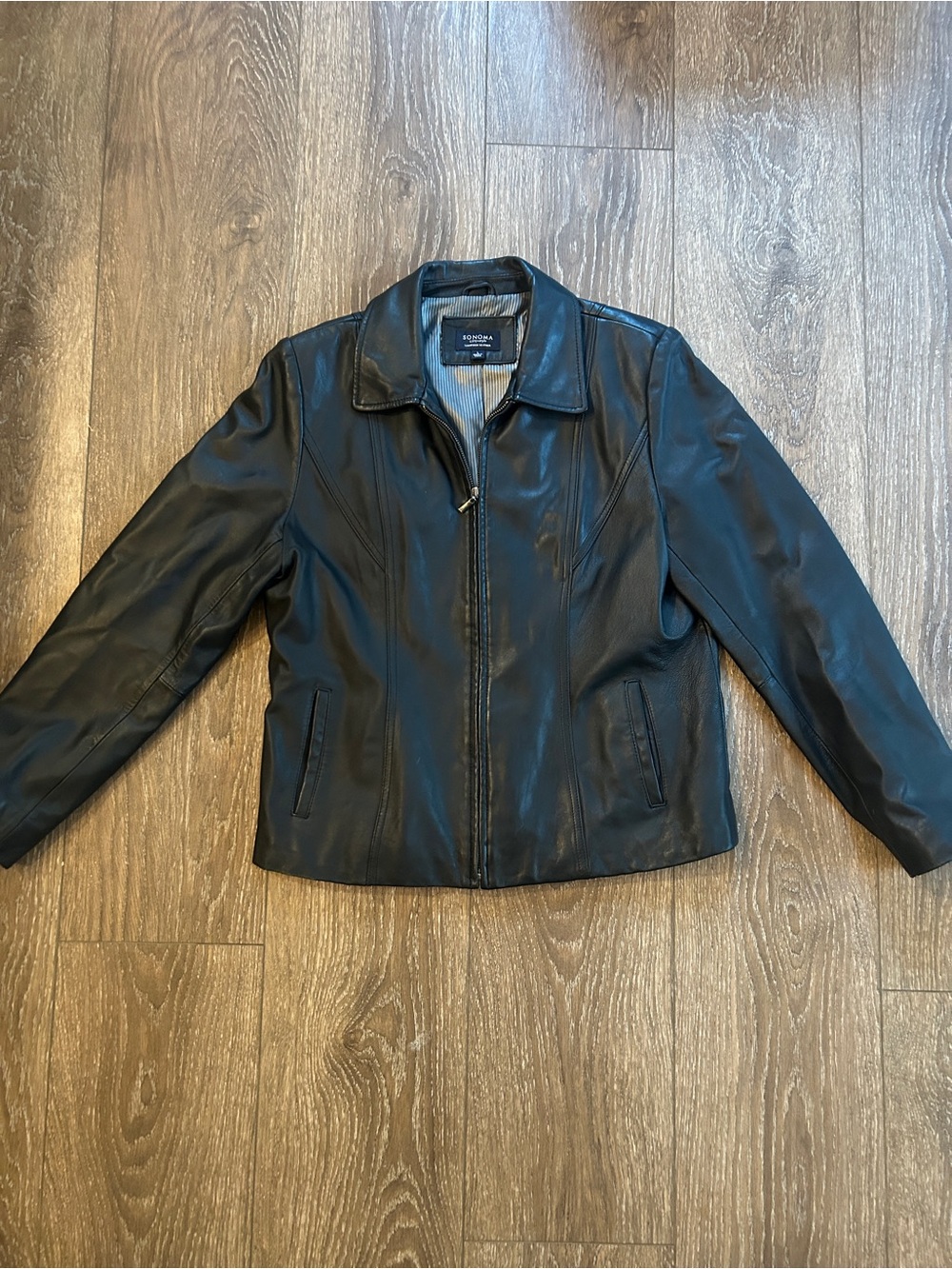 Genuine Leather Zip-Front Jacket in Black - Sonoma Goods for Life